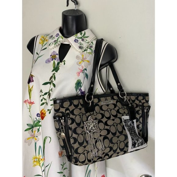 Coach Black Tote Bag Customized W/ embellishments - Picture 9 of 14